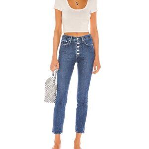 GRLFRND Karolina Exposed Button Fly Skinny Jeans Norma Wash 27 Y2k 90s Minimal